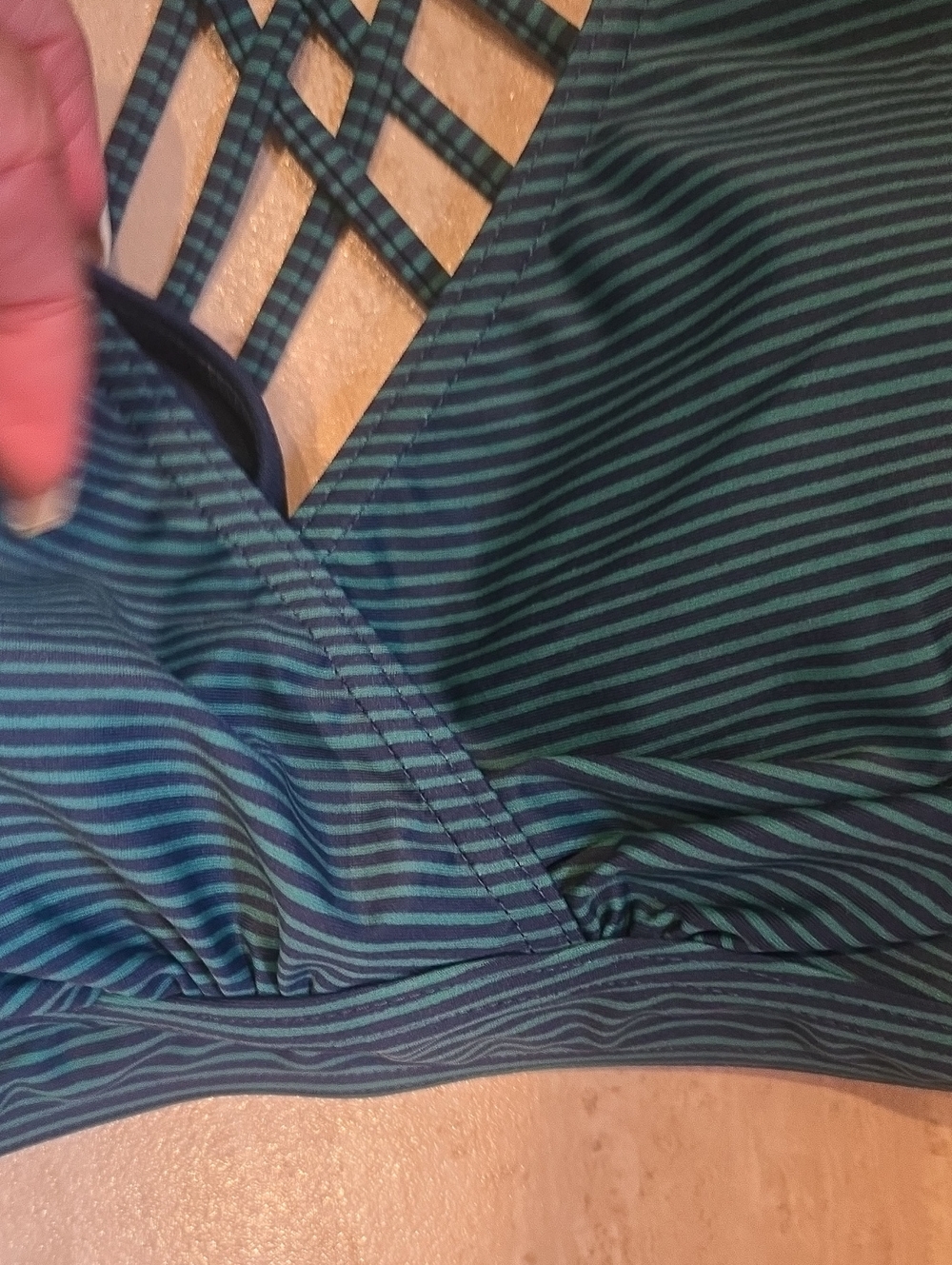Prana Blue/Green Strappy Back Bikini Top - Picture 2 of 9
